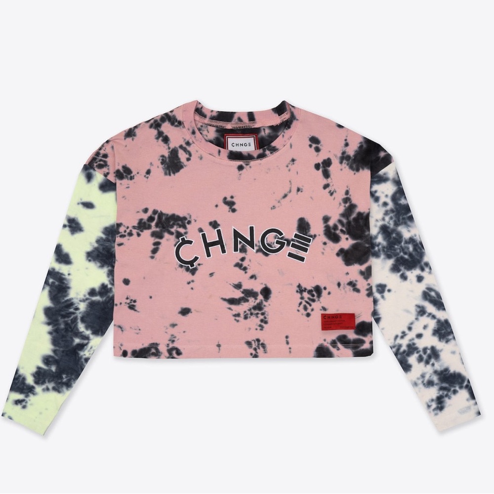 CHNGE tie dye long sleeve crop top S